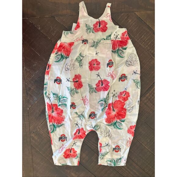 Wes and Willy Ohio State Girls Floral Game Day Romper Size 12 Months - Picture 1 of 4